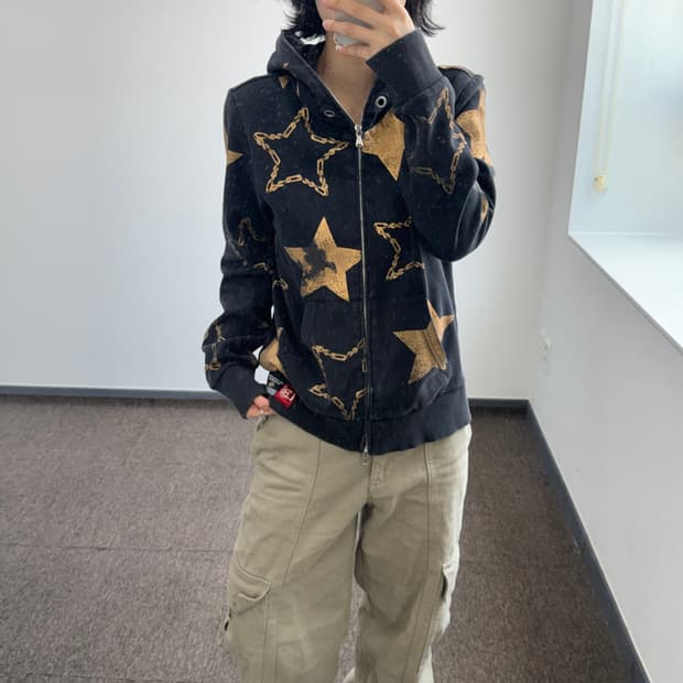 Fubu 후부 2-way 스타 블랙 후드집업 