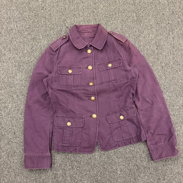 M)유니클로 일본판 빈티지 금장 버튼 퍼플 여성 자켓