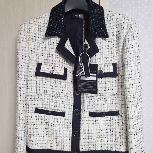 amiri tweed jacket white sz50