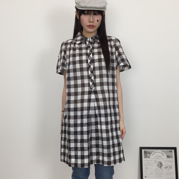'Vert Dense' Checked Midi Onepiece