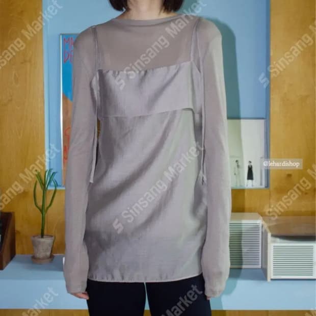 플랏 flat 타비 나시 실키 시스루 블라우스