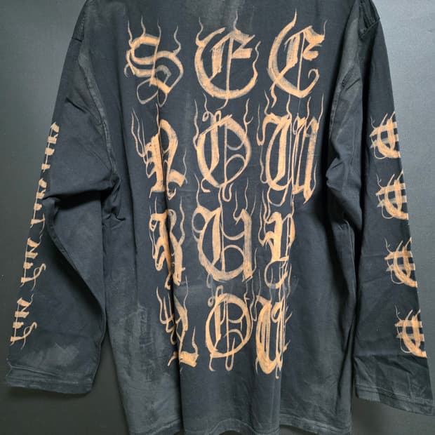 발렌시아가 헤비메탈 롱슬리브 디스트레스드 뎀나