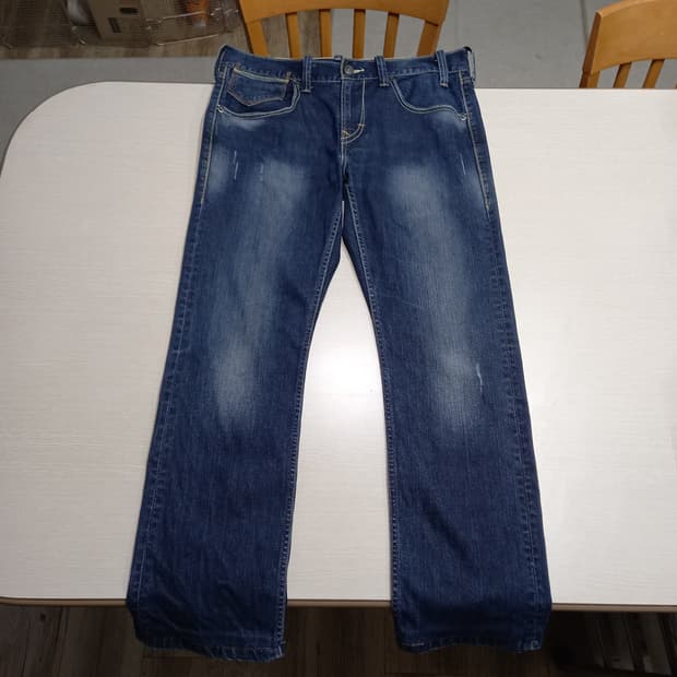 36 리바이스522 데미지워싱 스판 일자진 진청 36-436