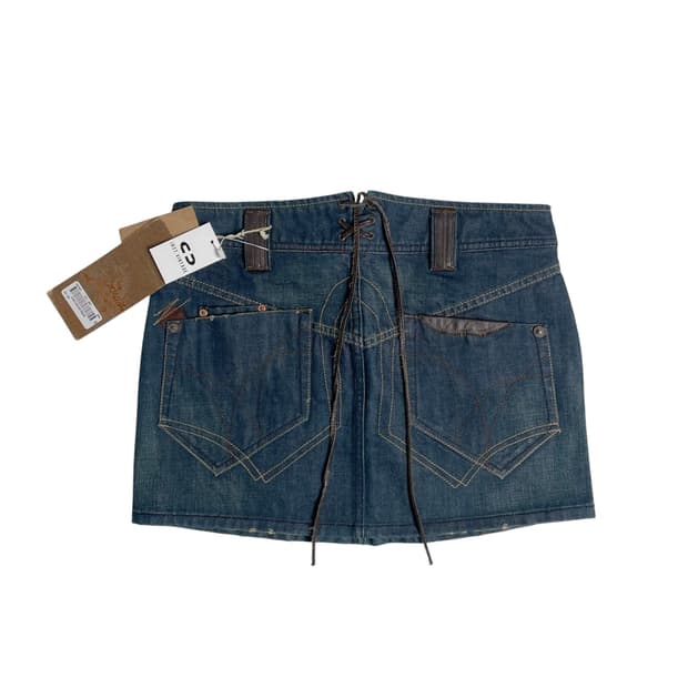 Tough jeansmith 레더 아일렛 미니 스커트