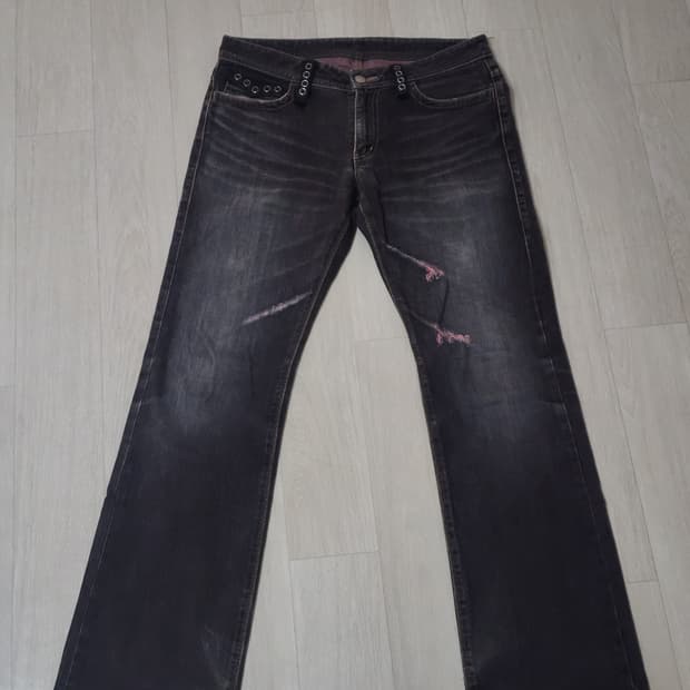 y2k pink distressed stud grey jeans