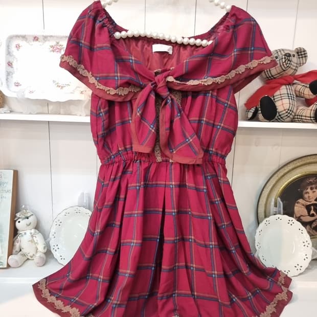 Liz Lisa 클래식 체크 리본 원피스