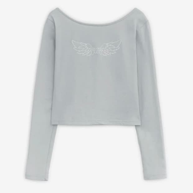 허그유어스킨 엔젤 윙 탑 그레이 슬리브