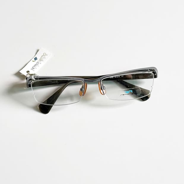 SEMONEMO 건메탈 반무테 스퀘어 빈티지 안경