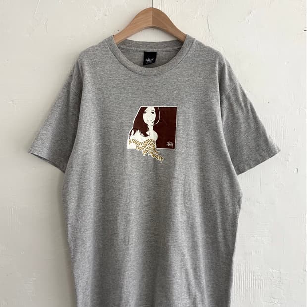 Stussy 90‘s 올드 스투시 그레이 프린팅 반팔 티셔츠