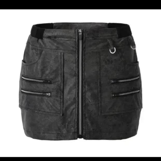 쓰리타임즈 zip lether skirt (s)
