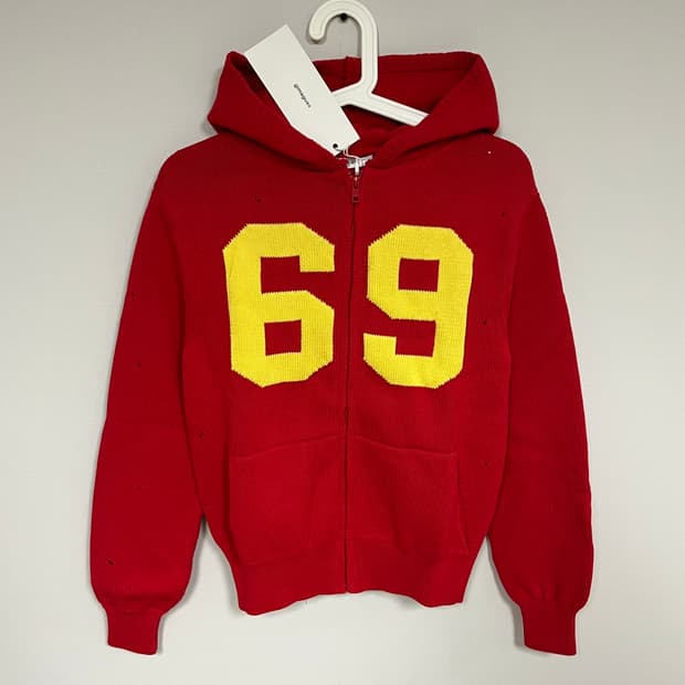 [XS,S]기마구아스 69 니트 후드 집업/레드