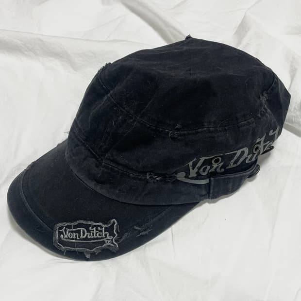 00s 2010 Von Dutch y2k 디스트로이 데미지 밀리터리 캡