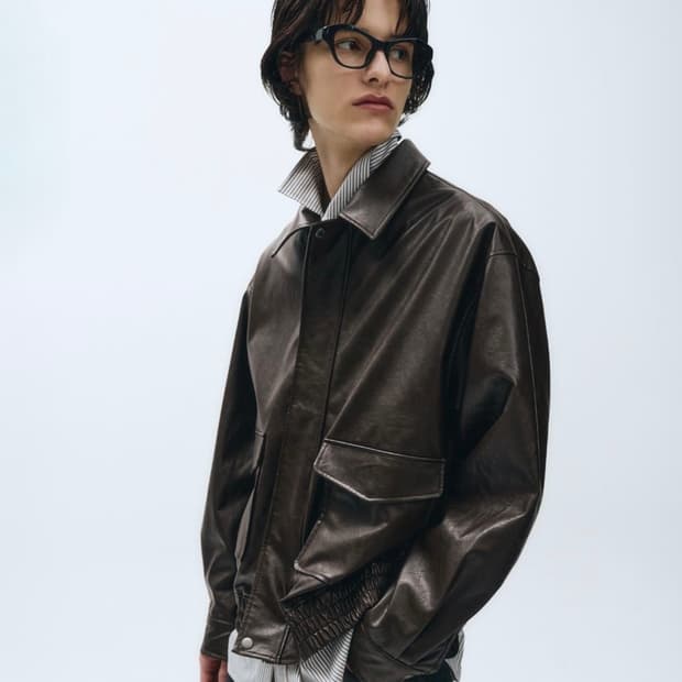 마리떼 BLOUSON FAUX LEATHER JACKET brown S
