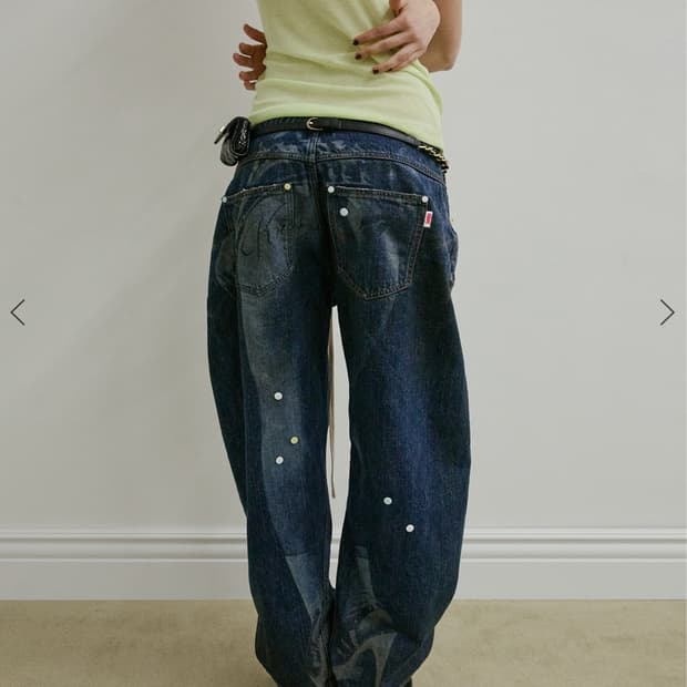 스컬프터 Pill Denim Pants Mid Blue M