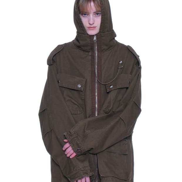 2 IN 1 워시드 M65 필드 자켓_브라운