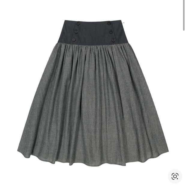 (새상품) 코이세이오 더블 버튼 스트라이프 스커트 블랙