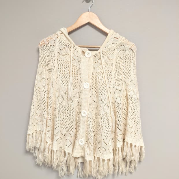 보호시크 프린지 판초가디건