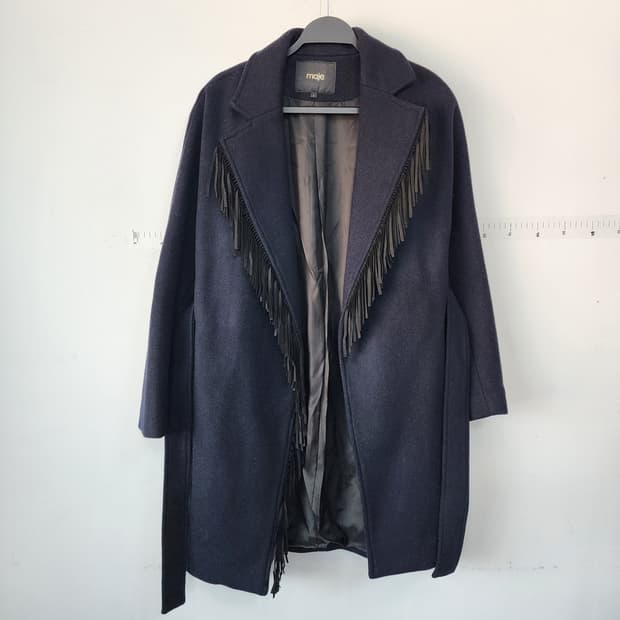 마쥬 블랙 프린지 장식 코트