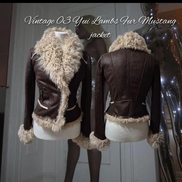 빈티지 브라운 양털 퍼 무스탕