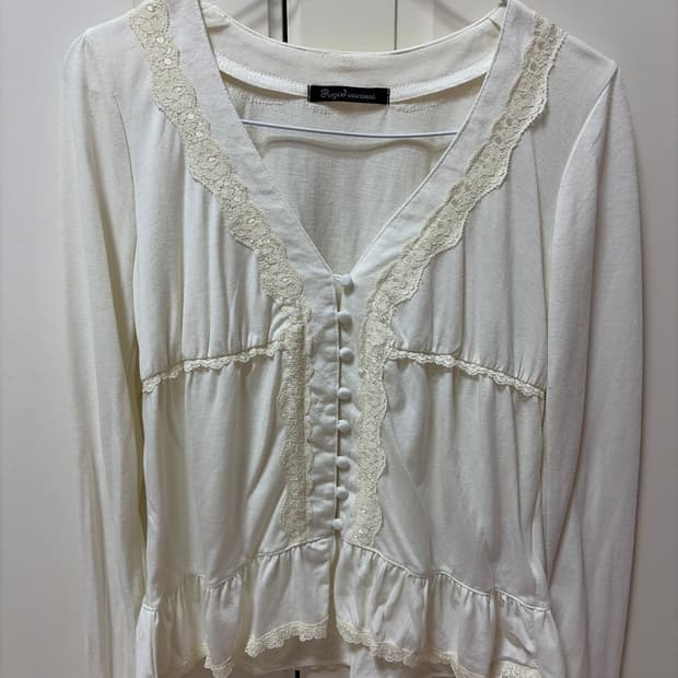 빈티지 레이스 프릴 블라우스 롱슬리브