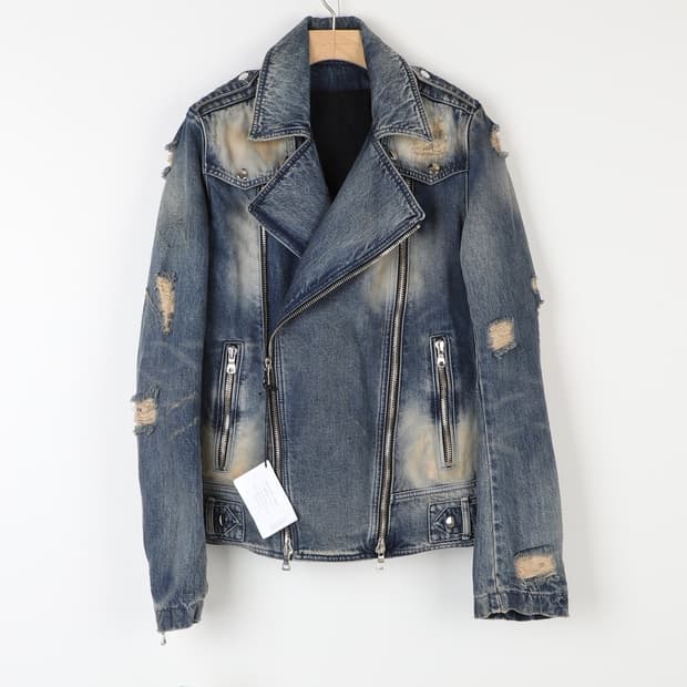 S / BALMAIN 발망 워싱 데님 라이더 자켓