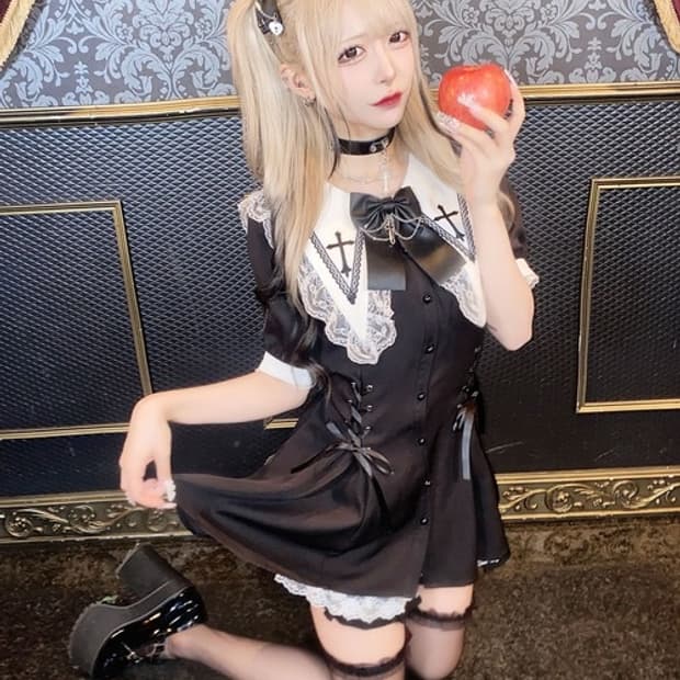 마즈 mars 고딕 고스로리 코르셋 레이스 리본 십자가 양지뢰 셋업