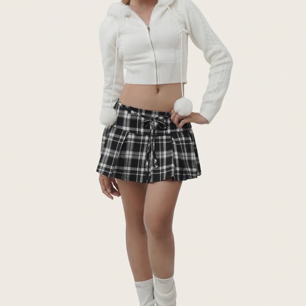 클리시어 스윗 볼 후드집업 화이트 퍼후드자켓 폼폼