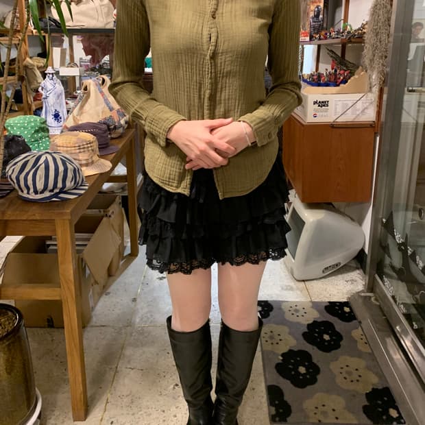 R by 45Rpm 올리브 우드 버튼 셔츠