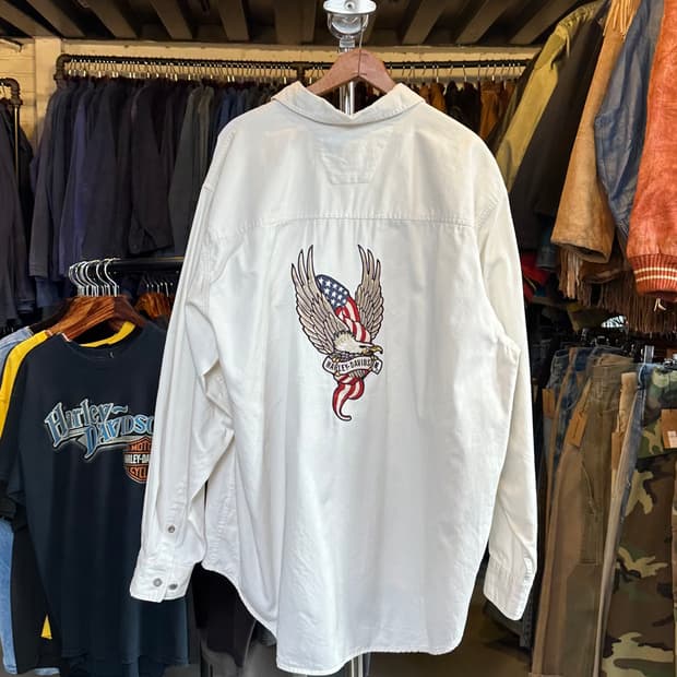 할리데이비슨 자수 화이트 셔츠