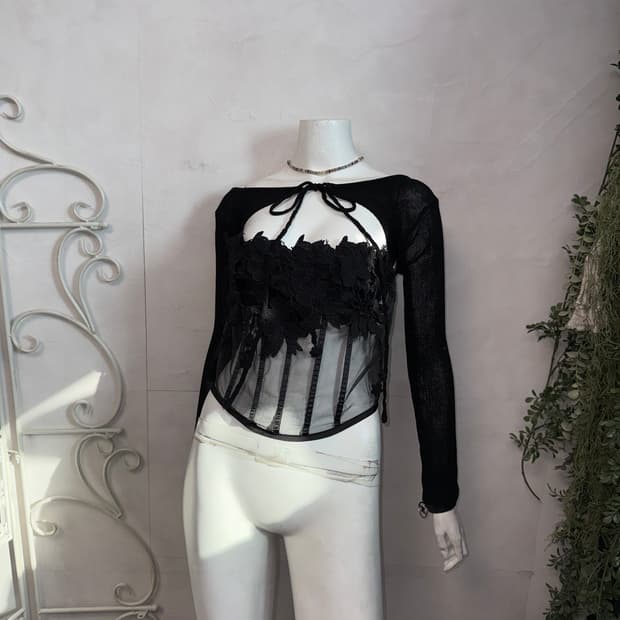 Black strap bolero cardigan