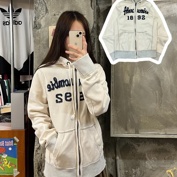 아베크롬비 후드집업 아이보리 M #csz924