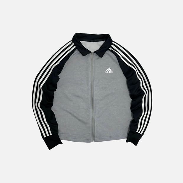 아디다스 블랙 그레이 스포티 져지 트랙탑 집업 자켓