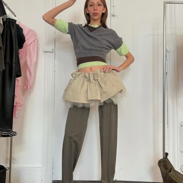 [S]어거스트 바론 All-in 스크런치 치노 스커트/베이지