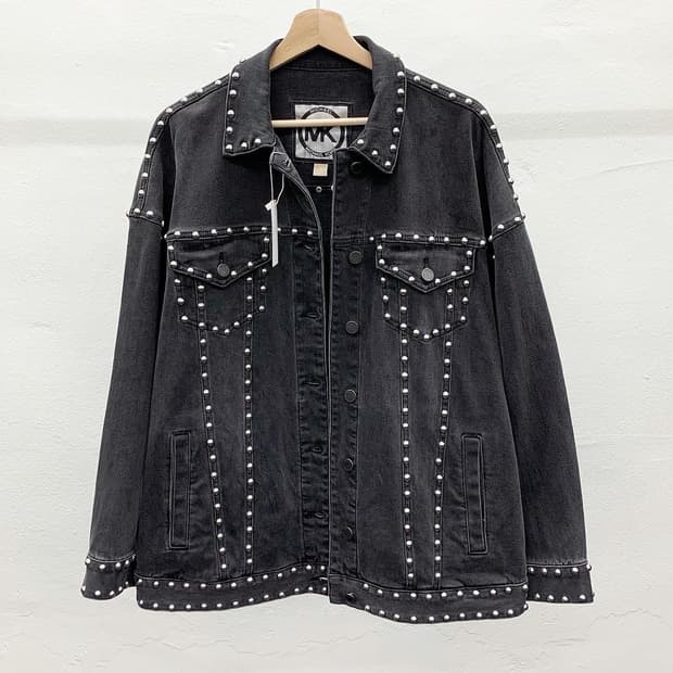 마이클 코어스 흑청 스터드 데님 자켓