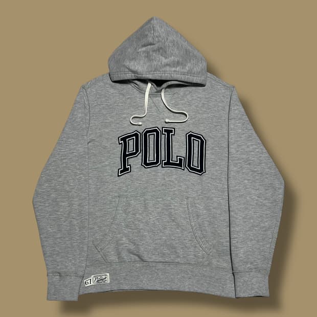 Polo Ralph Lauren 빅로고 그레이 기모 후드티
