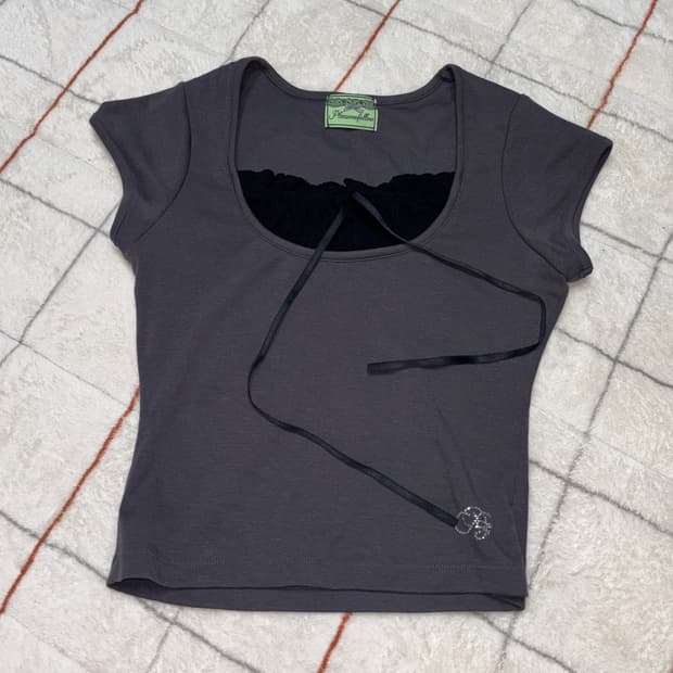 플노팔 아델린 리본 베이비탑 그레이