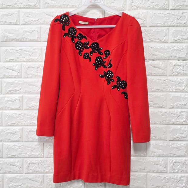 택포_ 지고트 레드 장식 원피스 S