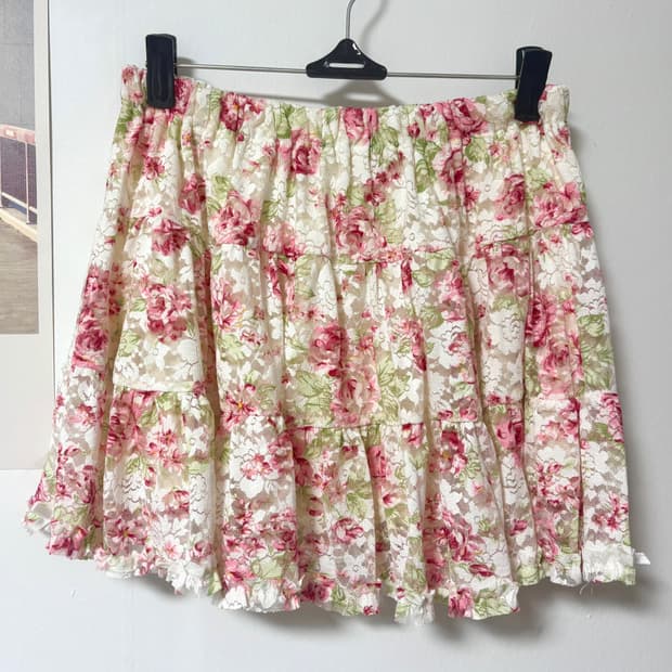 빈티지 리즈리사 히메갸루 플라워 레이스 스커트