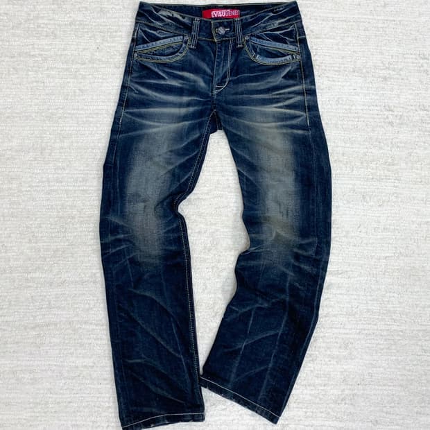 EVISU Yellow Washed Straight Jeans