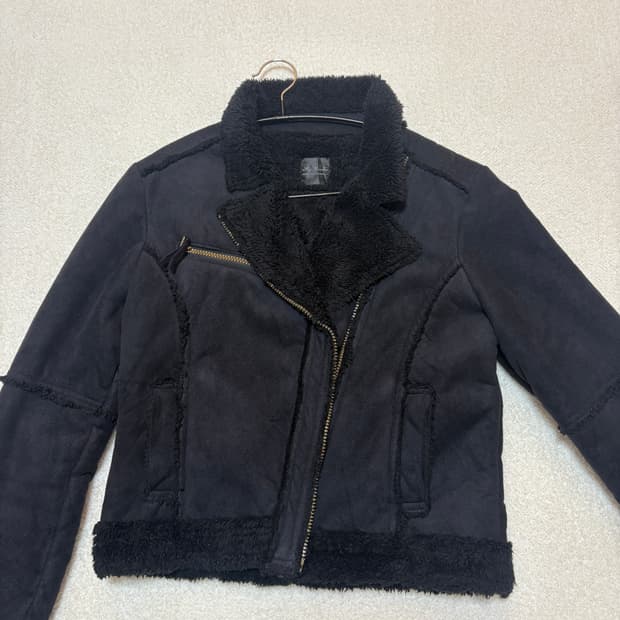 빈티지 퍼 블랙사이드지퍼 집업 퍼자켓 일본