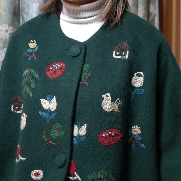 빈티지 자수 코트