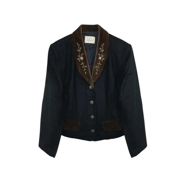 빈티지 플라워 카라 블레이저 자켓