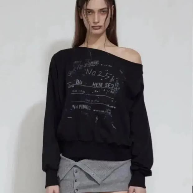 보헤미안서울 타임 로그 스웻셔츠 원숄더 맨투맨 time log 보헴서