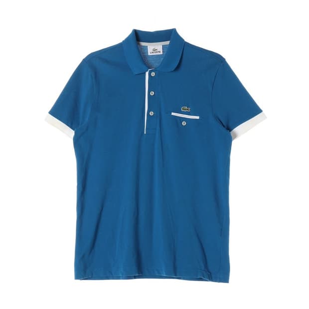라코스테 슬림핏 블루 배색 포켓 카라티 3