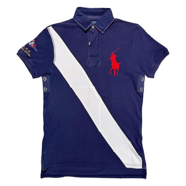 폴로 랄프로렌 빅포니 사선 포인트 럭비 PK 카라 티셔츠 네이비 M