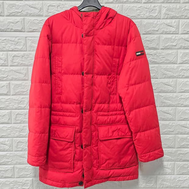 택포) 타미힐피거 레드 롱패딩 L