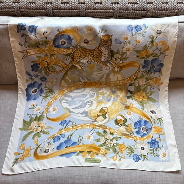 [정품/희귀] 페라가모 빈티지 밀레니엄 2000 레오파드 실크 스카프