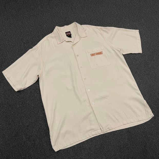 L) 할리데이비슨 빈티지 실크 라이더 바이크 자수 반팔셔츠