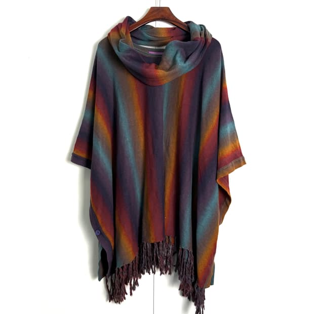 빈티지 레인보우 니트 케이프