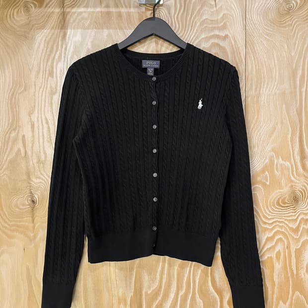 폴로 랄프 로렌 QR 라벨 케이블 가디건